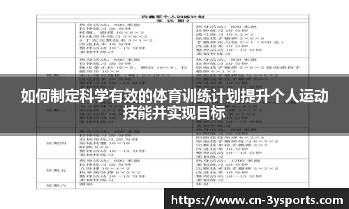 如何制定科学有效的体育训练计划提升个人运动技能并实现目标