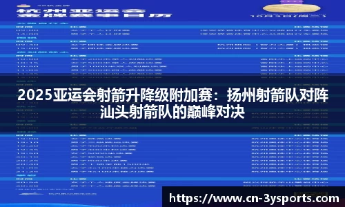 2025亚运会射箭升降级附加赛：扬州射箭队对阵汕头射箭队的巅峰对决